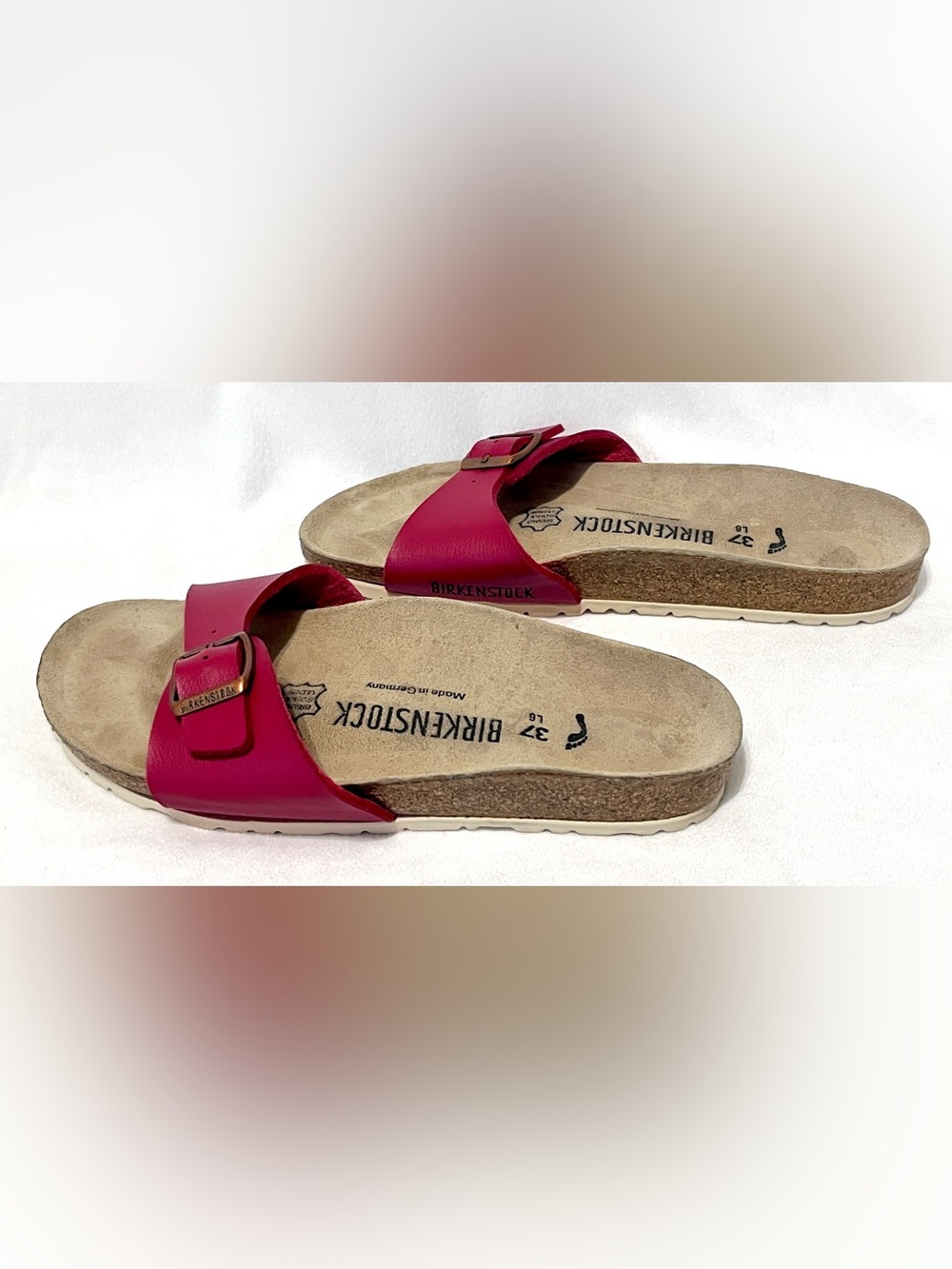 Birkenstock Madrid Slide Sandals Berry Red Narrow 37 L6.5 NWOT - Picture 3 of 6